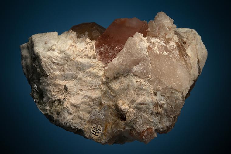 BERYL var. Morganite with QUARTZ on ALBITE var. Cleavelandite