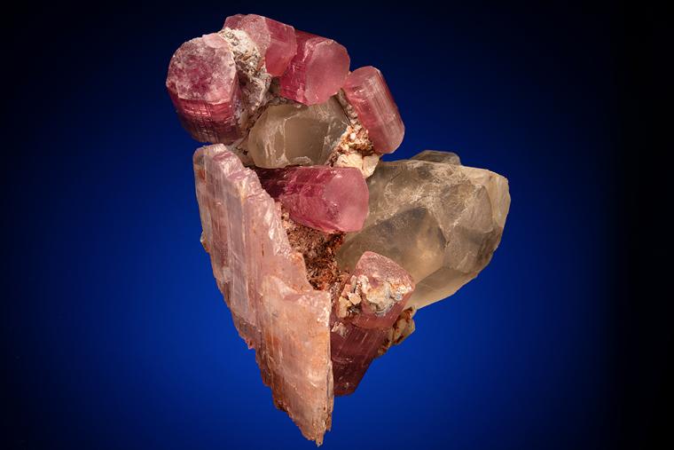 ELBAITE with SPODUMENE var. Kunzite and QUARTZ