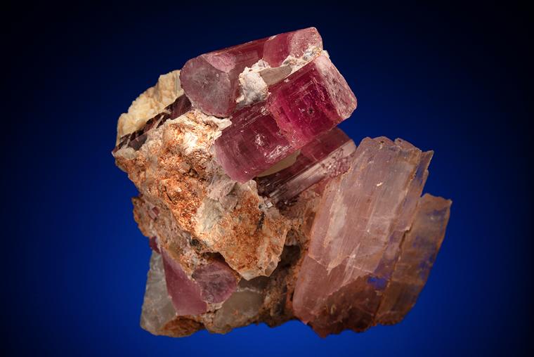 ELBAITE with SPODUMENE var. Kunzite and QUARTZ