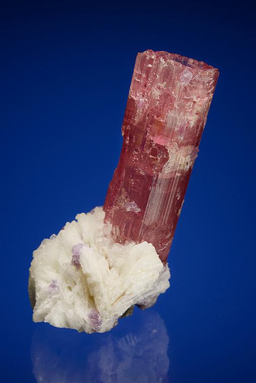 ELBAITE with LEPIDOLITE on ALBITE var. Cleavelandite (repaired)