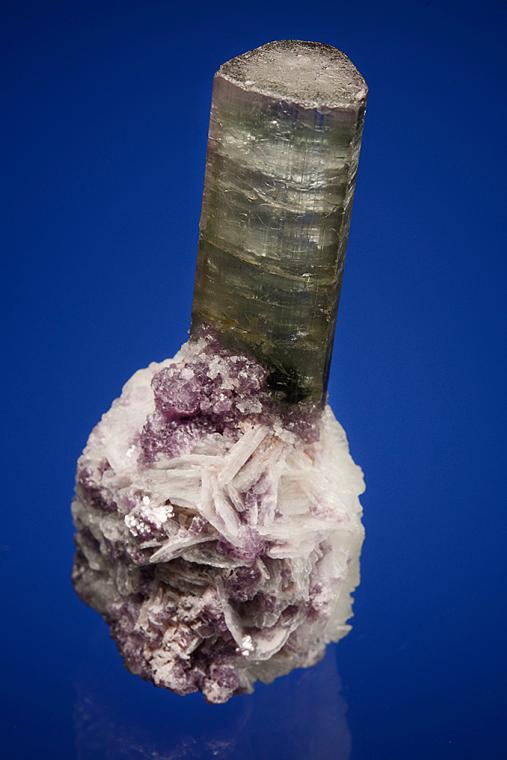 ELBAITE with LEPIDOLITE and ALBITE var. Cleavelandite (repaired)
