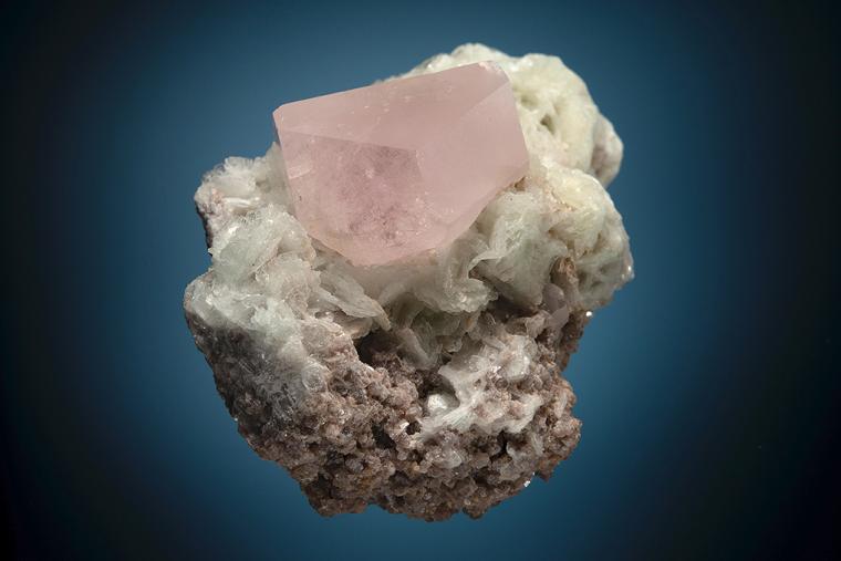 BERYL var. Morganite (restored) on ALBITE var. Cleavelandite