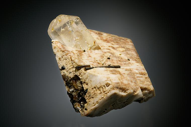 TOPAZ with ELBAITE on MICROCLINE