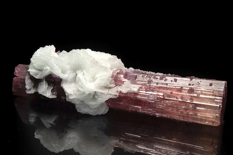 ELBAITE with LEPIDOLITE  and ALBITE var. Cleavelandite (repaired)
