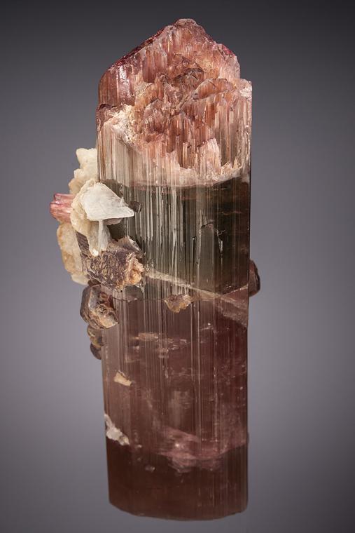 ELBAITE with LEPIDOLITE and ALBITE var. Cleavelandite (repaired)