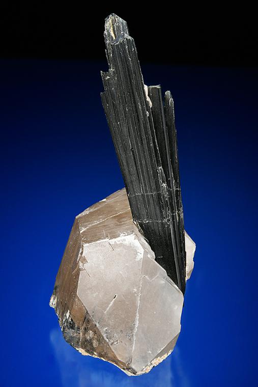 Tourmaline on QUARTZ var. Smoky (repaired)