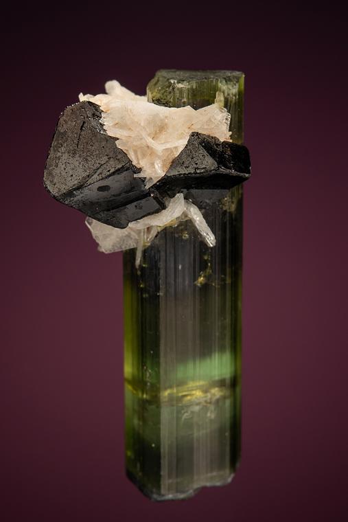 CASSITERITE with ALBITE var. Cleavelandite on ELBAITE
