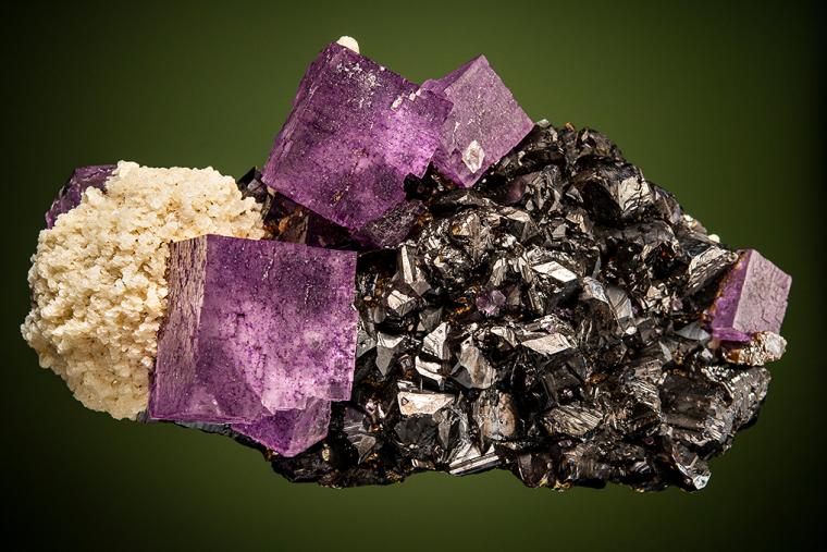 FLUORITE with BARITE on SPHALERITE