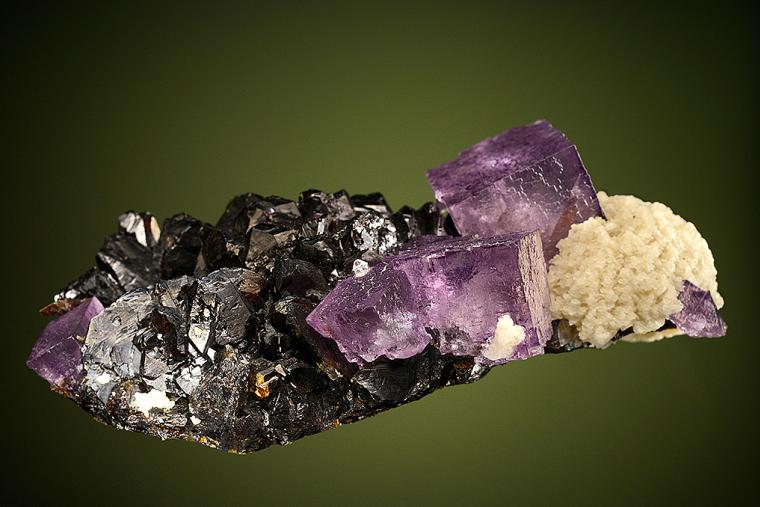 FLUORITE with BARITE on SPHALERITE
