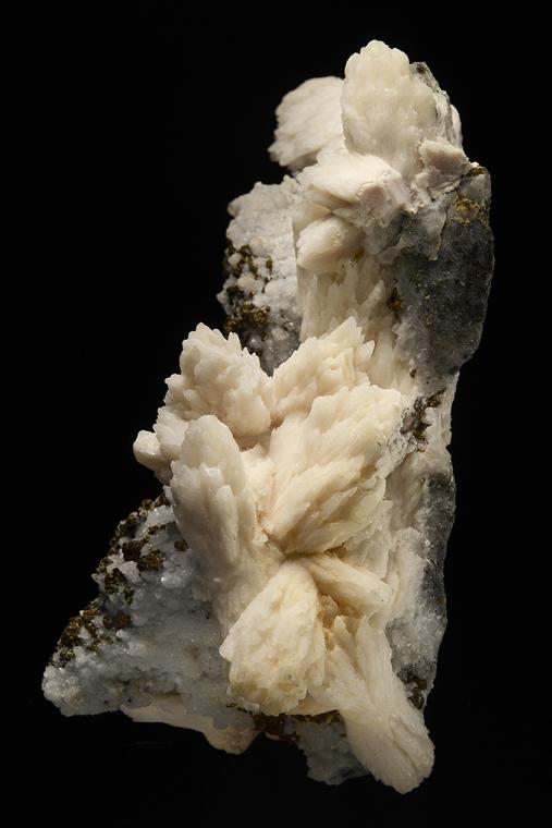 CALCITE with CHALCOPYRITE on QUARTZ