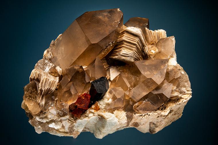 SCHORL and SPESSARTINE with MUSCOVITE and QUARTZ var. Smoky