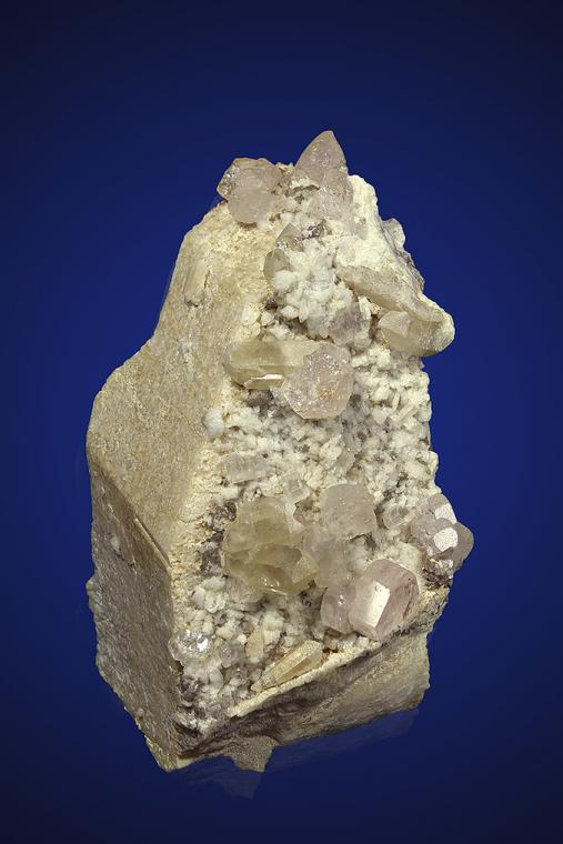 BERYL var. Morganite with QUARTZ and ALBITE on MICROCLINE