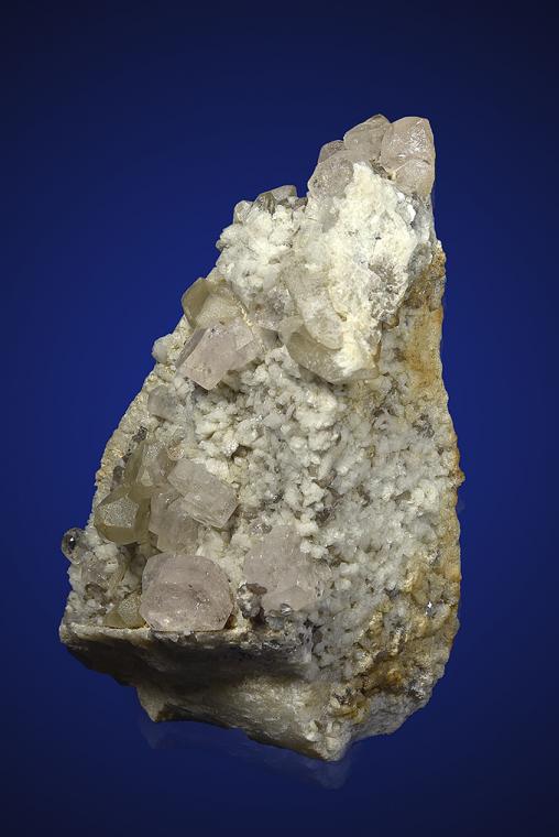 BERYL var. Morganite with QUARTZ and ALBITE on MICROCLINE