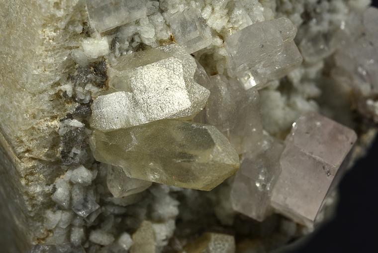 BERYL var. Morganite with QUARTZ and ALBITE on MICROCLINE