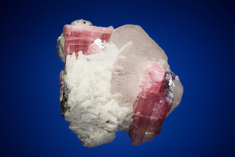 BERYL var. Morganite with ELBAITE, LEPIDOLITE and ALBITE var. Cleavelandite