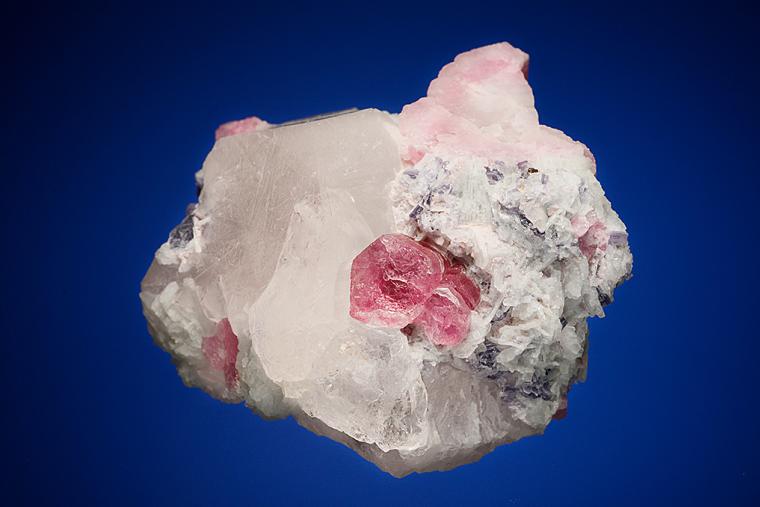 BERYL var. Morganite with ELBAITE, LEPIDOLITE and ALBITE var. Cleavelandite