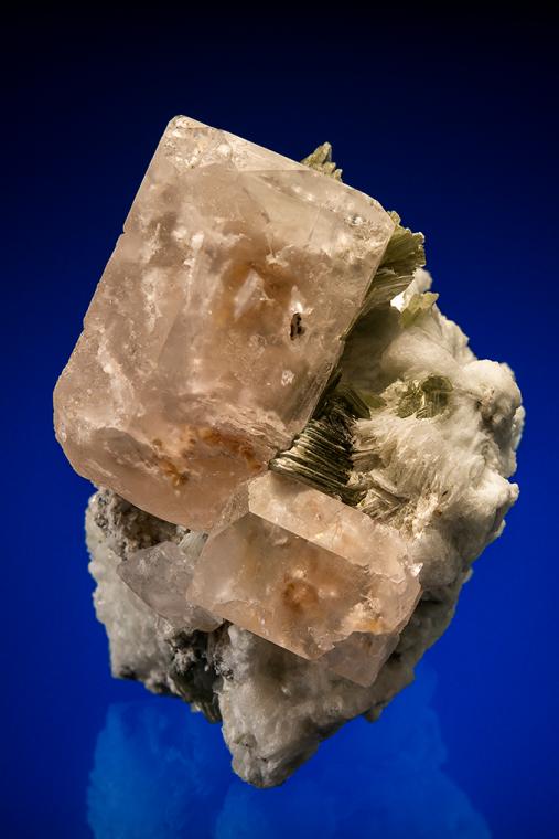 BERYL var. Morganite with MICA on ALBITE var. Cleavelandite