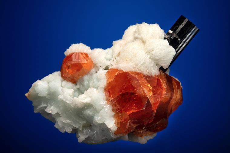 SPESSARTINE with SCHORL and ALBITE var. Cleavelandite (repaired)