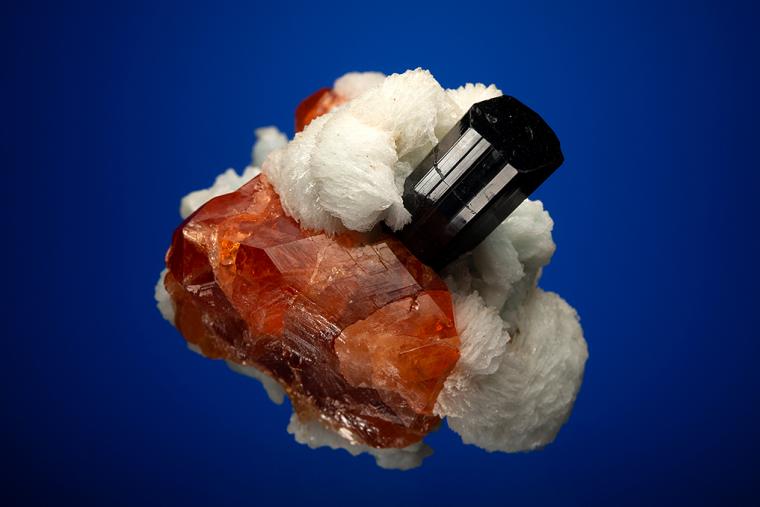 SPESSARTINE with SCHORL and ALBITE var. Cleavelandite (repaired)