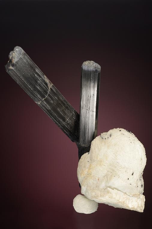Tourmaline on ALBITE var. Cleavelandite