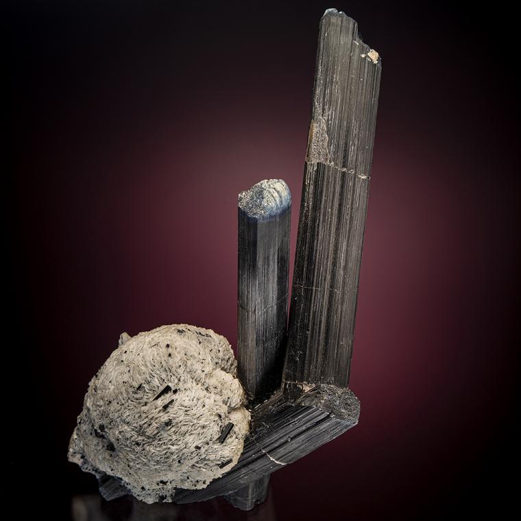 Tourmaline on ALBITE var. Cleavelandite