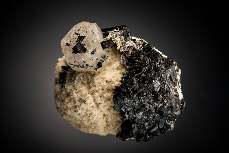 BERYL with Tourmaline on ALBITE var. Cleavelandite