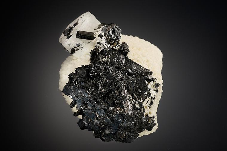 BERYL with Tourmaline on ALBITE var. Cleavelandite