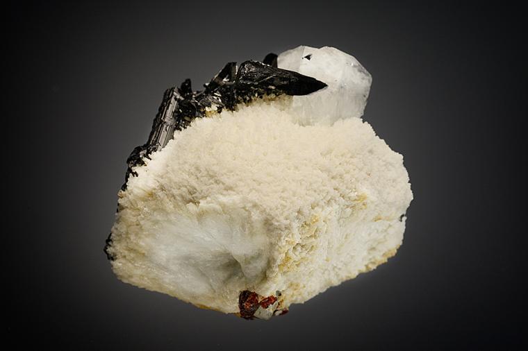 BERYL with Tourmaline on ALBITE var. Cleavelandite