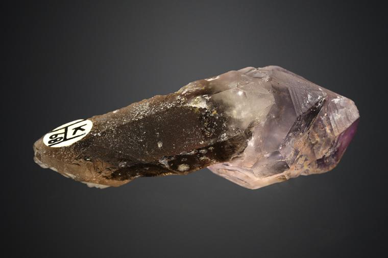 QUARTZ var. Amethyst on QUARTZ var. Smoky
