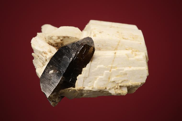 QUARTZ var. Smoky on MICROCLINE