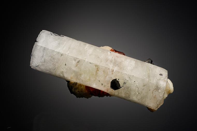BERYL var. Aquamarine with SPESSARTINE, Tourmaline, and ALBITE (repaired)