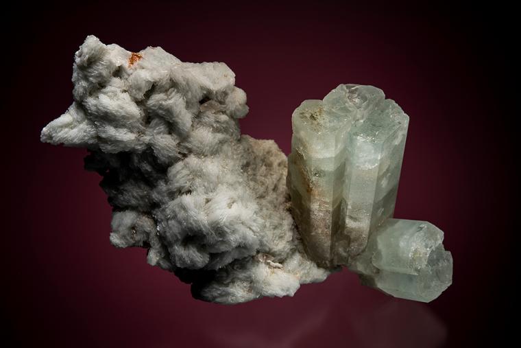 BERYL var. Aquamarine on ALBITE var. Cleavelandite
