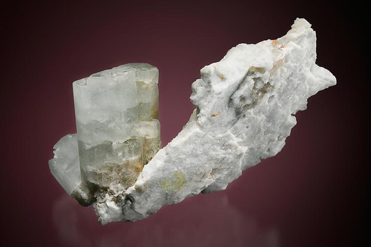 BERYL var. Aquamarine on ALBITE var. Cleavelandite