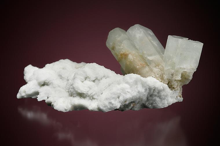 BERYL var. Aquamarine on ALBITE var. Cleavelandite