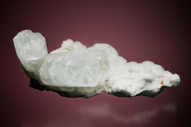 BERYL var. Aquamarine on ALBITE var. Cleavelandite