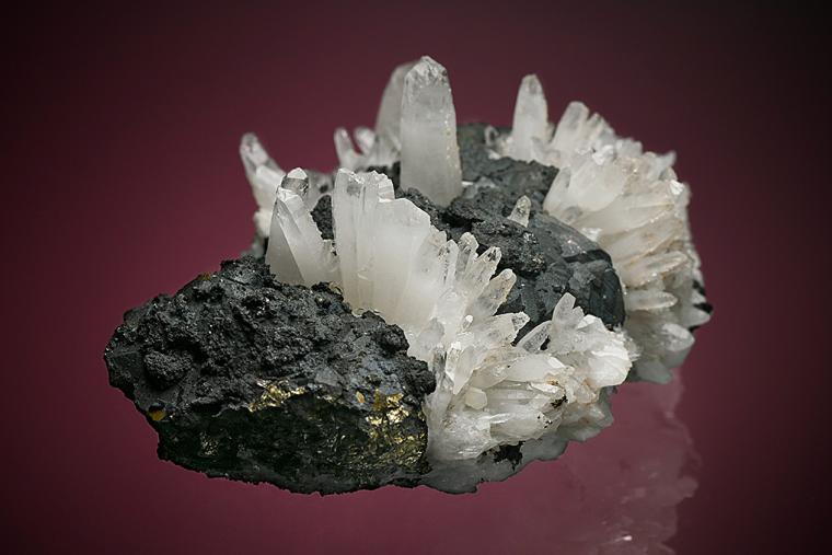 PYRITE with BORNITE on QUARTZ