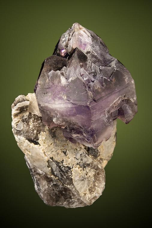 QUARTZ var. Amethyst on QUARTZ var. Smoky