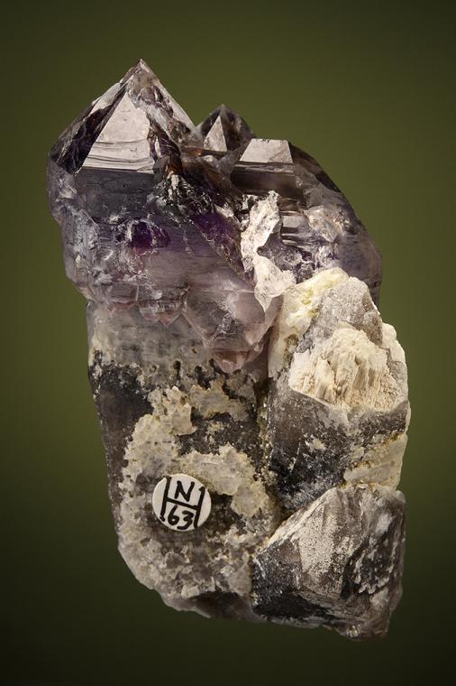 QUARTZ var. Amethyst on QUARTZ var. Smoky