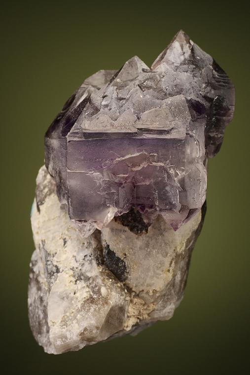 QUARTZ var. Amethyst on QUARTZ var. Smoky