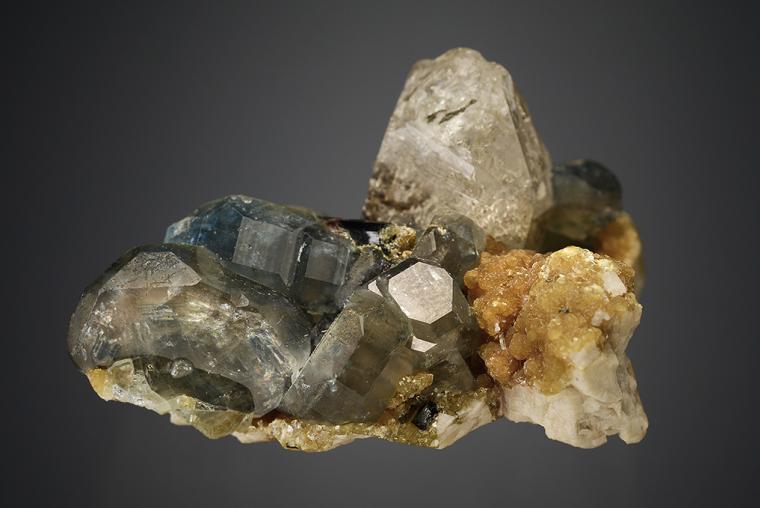 FLUORAPATITE with Tourmaline, QUARTZ and COOKEITE (repaired)