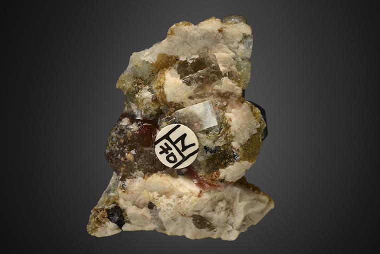 FLUORAPATITE with Tourmaline, QUARTZ and COOKEITE (repaired)