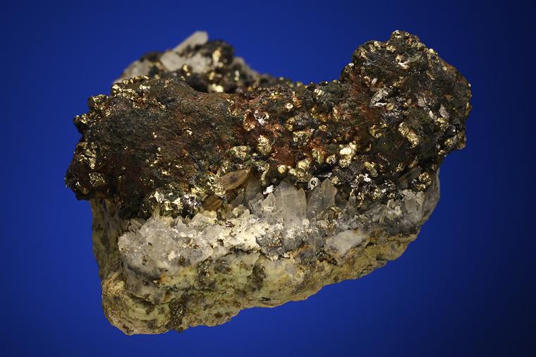BORNITE and CHALCOPYRITE with PYRITE and ENARGITE on QUARTZ