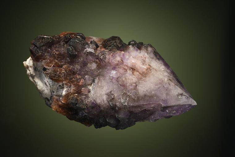 QUARTZ var. Amethyst on QUARTZ var. Smoky