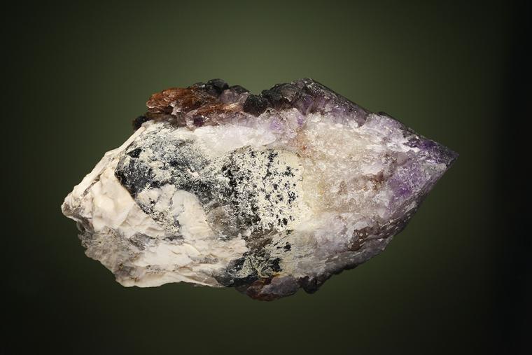 QUARTZ var. Amethyst on QUARTZ var. Smoky