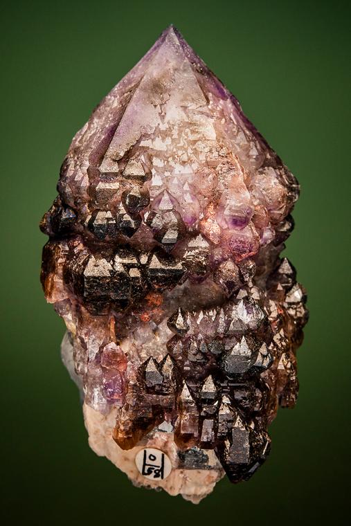 QUARTZ var. Amethyst on QUARTZ var. Smoky