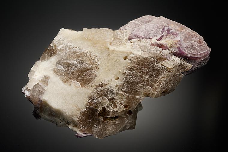 LEPIDOLITE with QUARTZ var. Smoky on ALBITE var. Cleavelandite