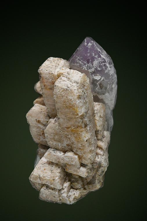 FELDSPAR (Baveno twin) with QUARTZ var. Amethyst