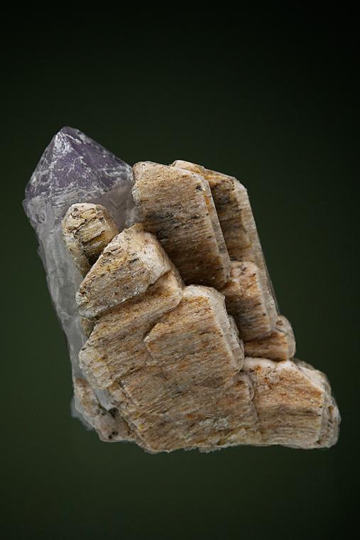 FELDSPAR (Baveno twin) with QUARTZ var. Amethyst