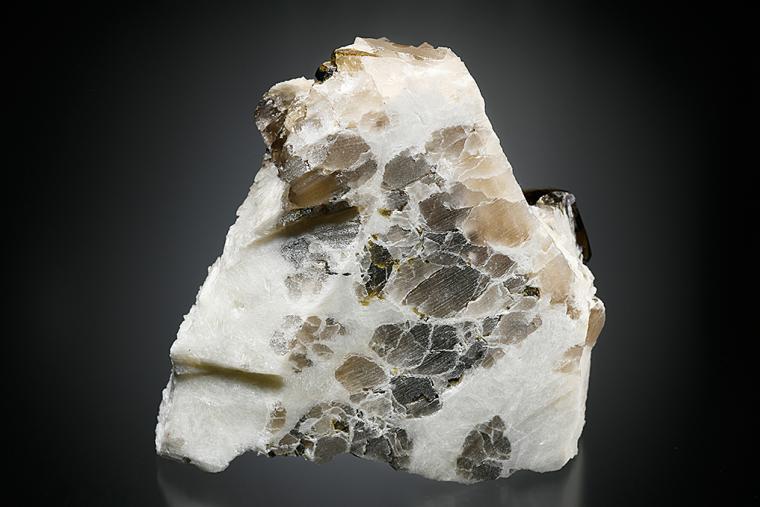 TOPAZ with QUARTZ var. Smoky on ALBITE var. Cleavelandite (repaired)