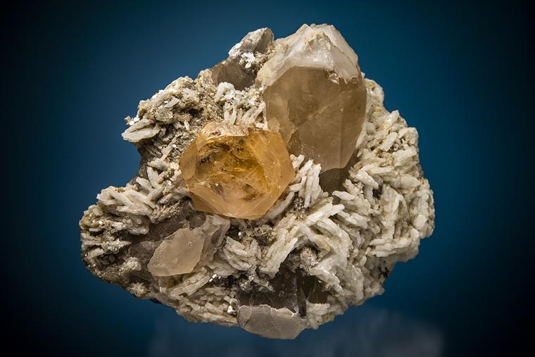 BERYL var. Morganite with QUARTZ on ALBITE var. Cleavelandite (restored)